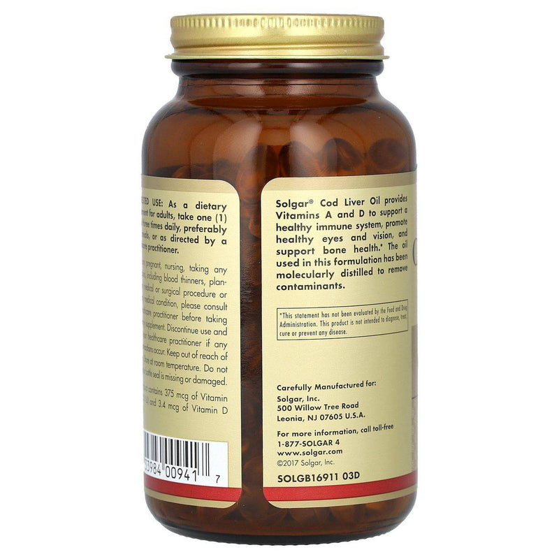Solgar Norwegian Cod Liver Oil 250 Softgels