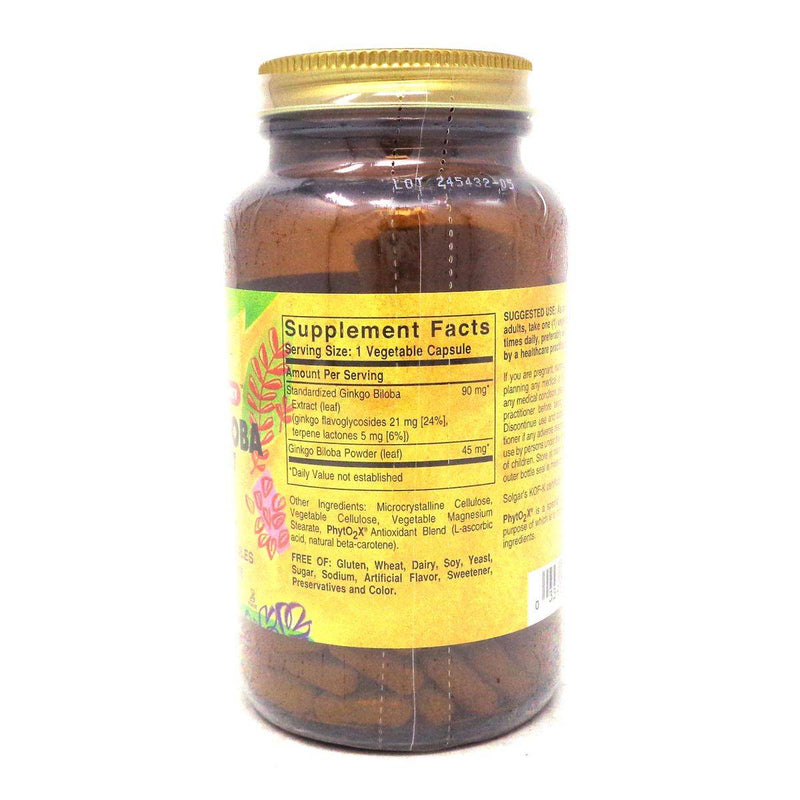 Solgar Full Potency Ginkgo Biloba Leaf Extract 180 VegeCapsules