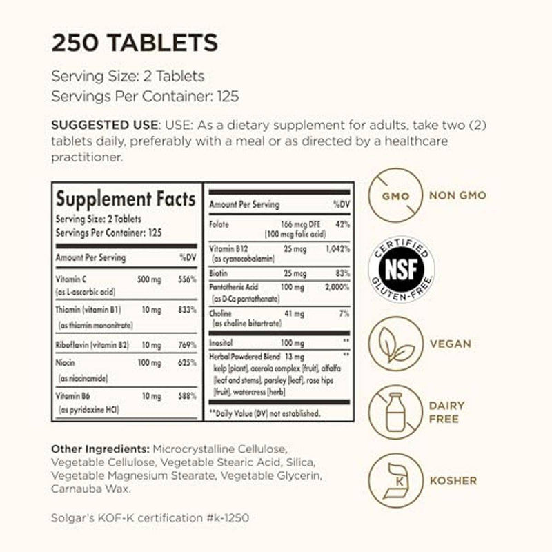 Solgar B Complex With C Stress Formula 250 Capsules