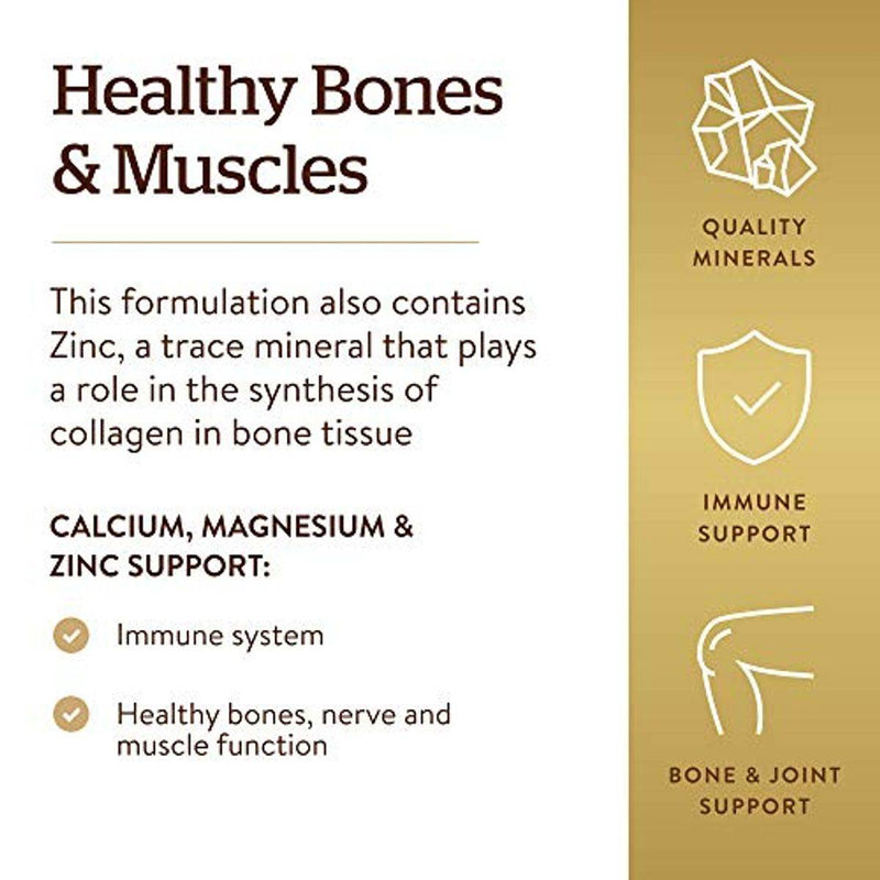 Solgar Calcium Magnesium Plus Zinc 100 Tablets