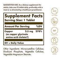 Solgar Chelated Copper 100 Tablets