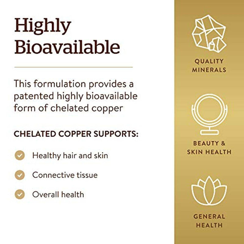Solgar Chelated Copper 100 Tablets