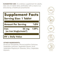 Solgar Chelated Iron 100 Tablets