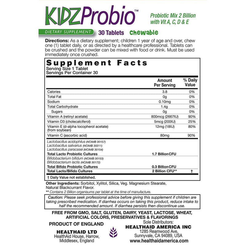 HealthAid Kidz Probio 30 Chewable Tablets