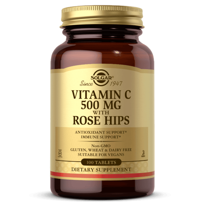 Solgar Vitamin C 500mg With Rose Hips 100 Tablets