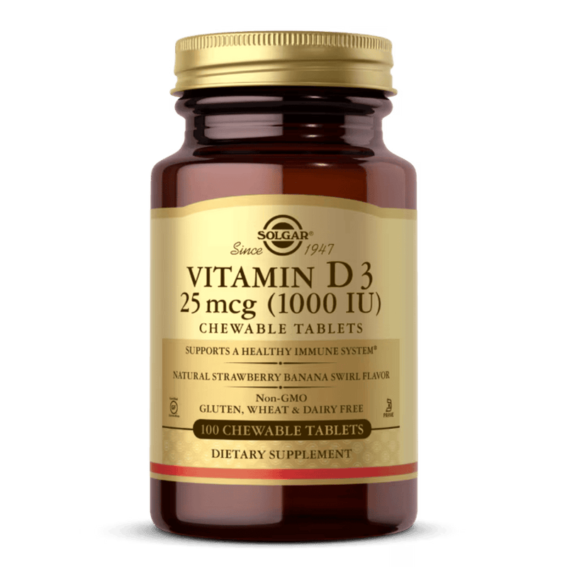 Solgar Vitamin D3 1000 IU 100 Chewable Tablets