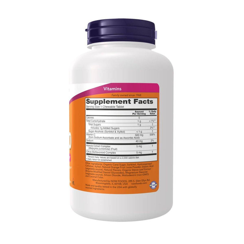 Now Vitamin C 500mg Orange 100 Chewable Tablets