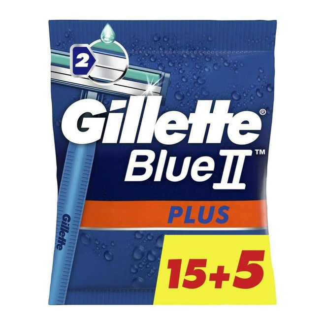 Gillette Razor Disposable Blue II Plus 15+5 Count