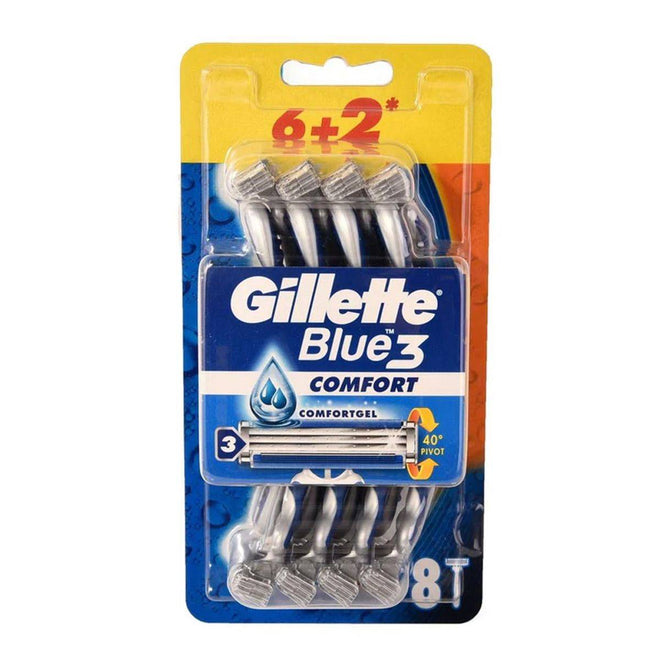 Gillette Razor Disposable Blue3 Comfort 6+2 Count