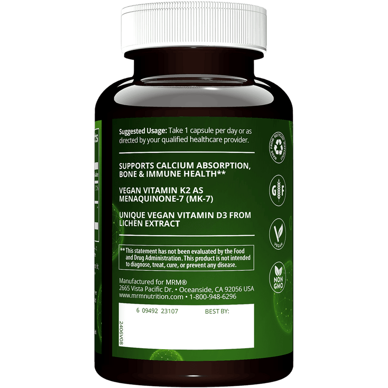 MRM Nutrition Vegan Vitamin D3 & K2 60 VegeCapsules