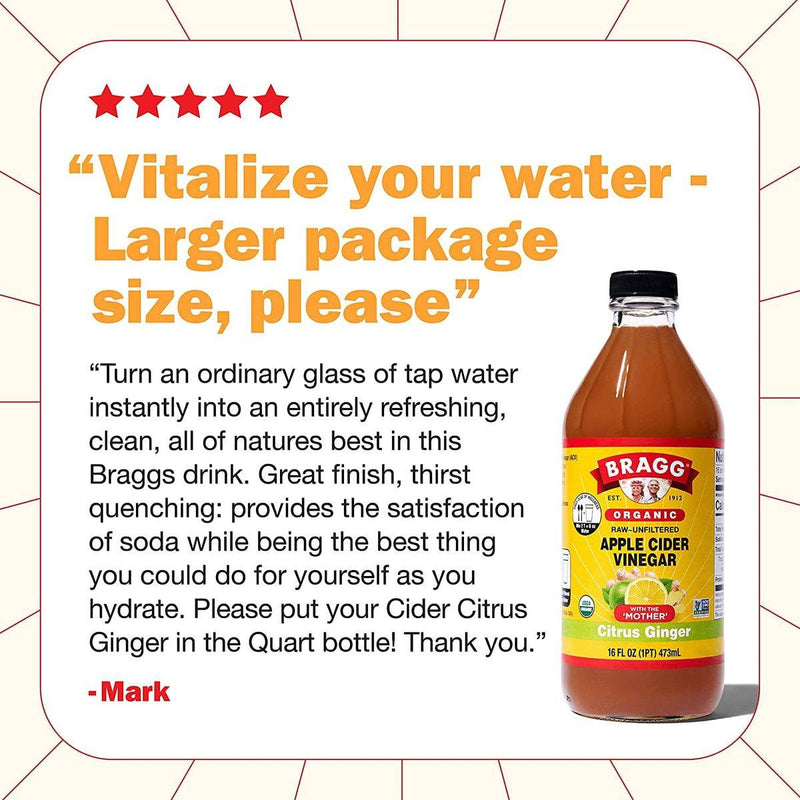 Braggs Organic Apple Cider Vinegar Citrus Ginger 473ml