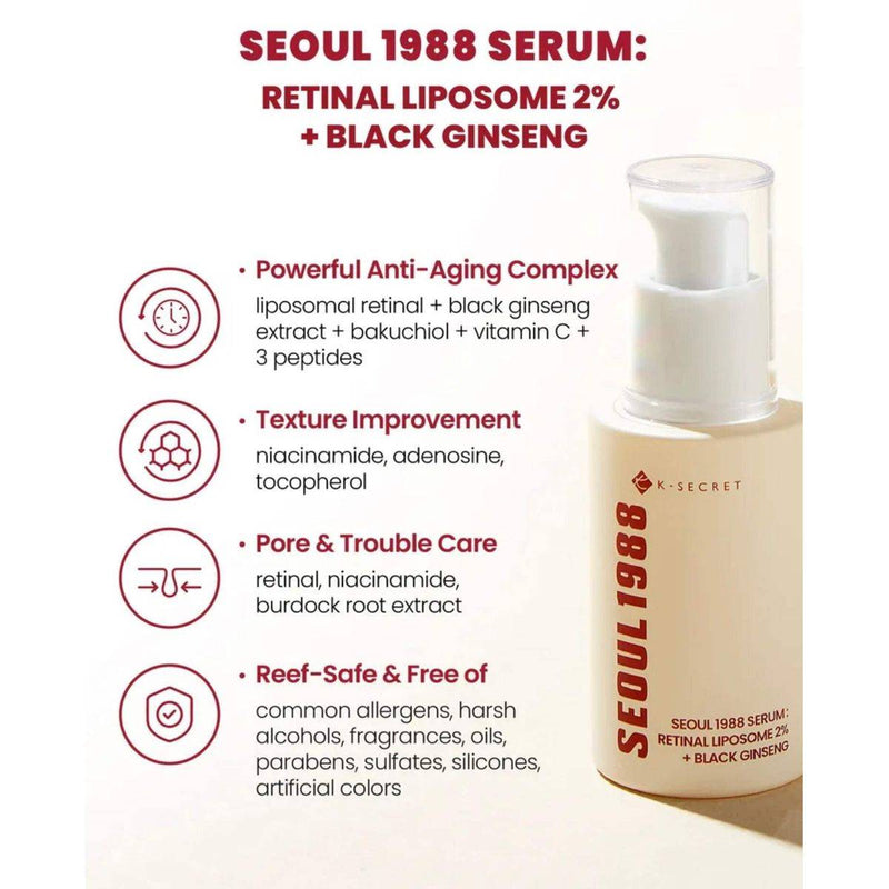 K-Secret Seoul 1988 Serum : Retinal Liposome 2% + Black Ginseng 50ml