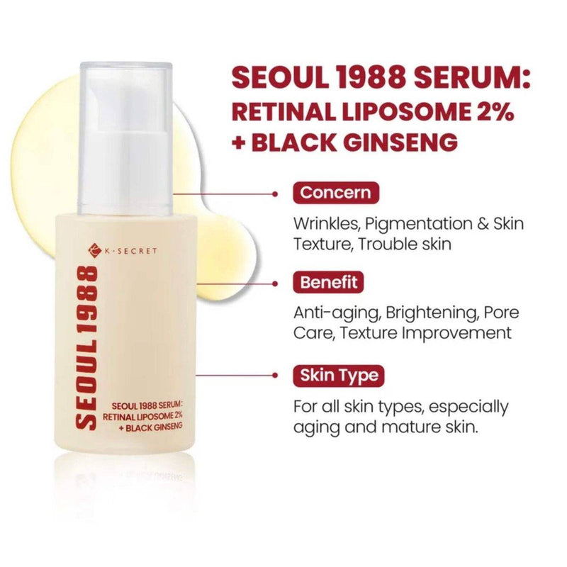 K-Secret Seoul 1988 Serum : Retinal Liposome 2% + Black Ginseng 50ml
