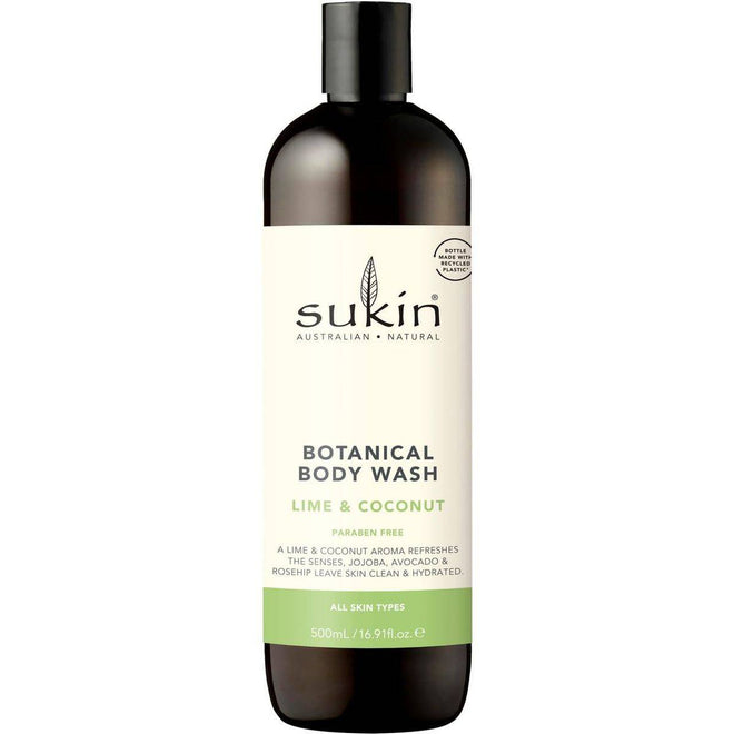 Sukin Body Wash Botanical Lime & Coconut 500ml