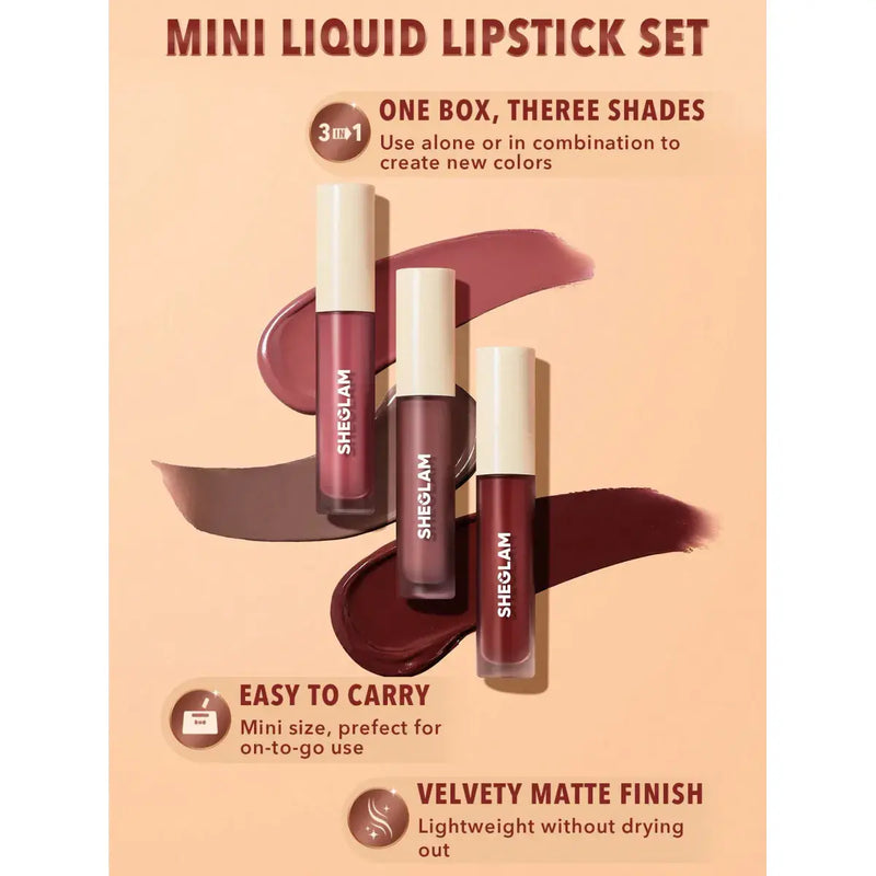 Sheglam Matte Allure Mini Liquid Lipstick Set Feel Real 3x2.3ml