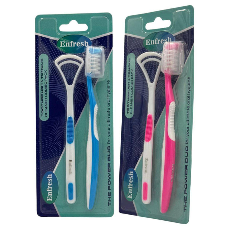 Enfresh Toothbrush with Tongue Cleaner 2 Packs