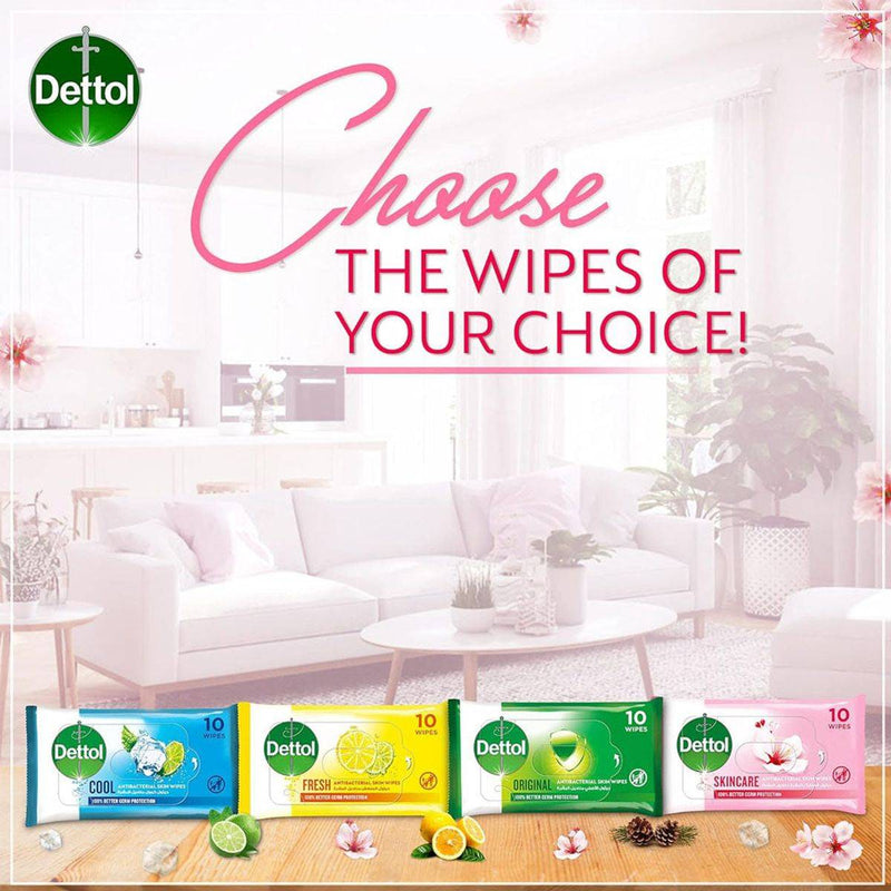 Dettol Antibacterial Skin Wipes Skincare 10 Sheets