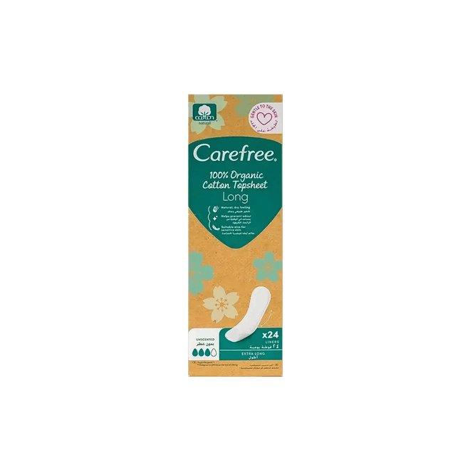 Carefree Organic Cotton Liners Long 24 Pieces