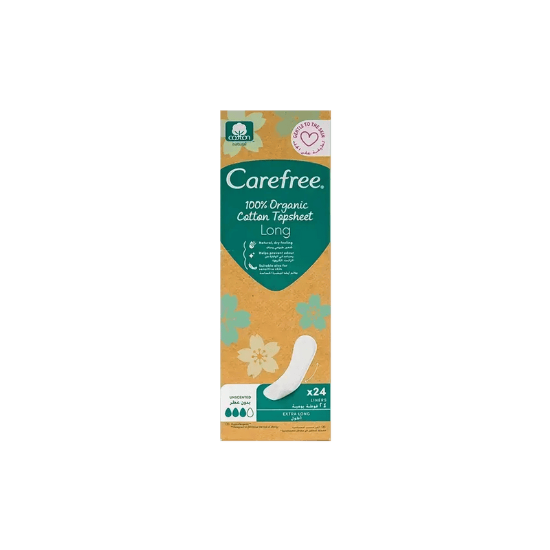 Carefree Organic Cotton Liners Long 24 Pieces