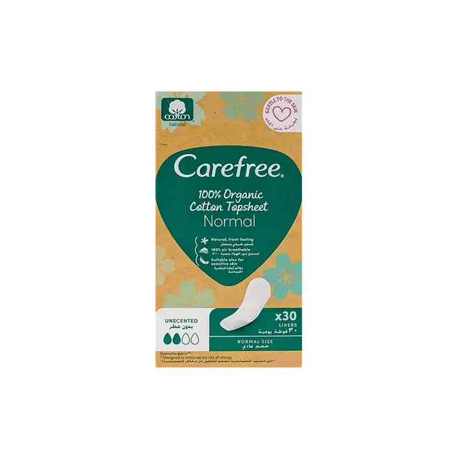 Carefree Organic Cotton Liners Normal 30 Pieces