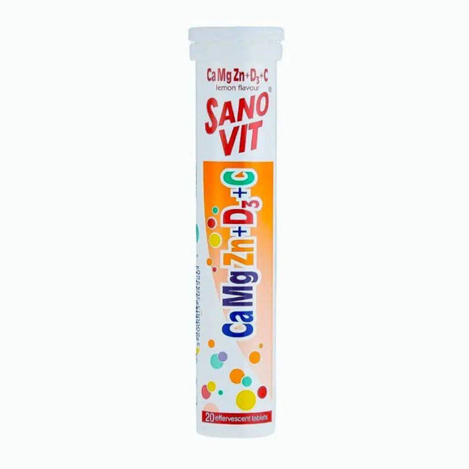 Sanovit Ca Mg Zn + D3 + C Lemon 20 Effervescent Tablets