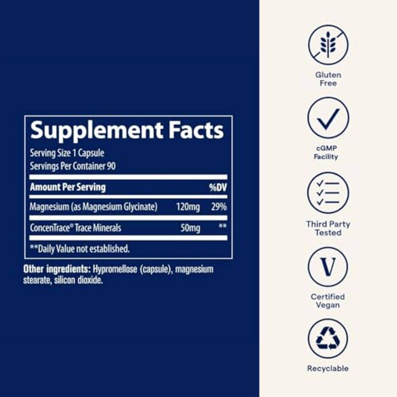 Trace Minerals Magnesium Glycinate 120mg 90 Capsules