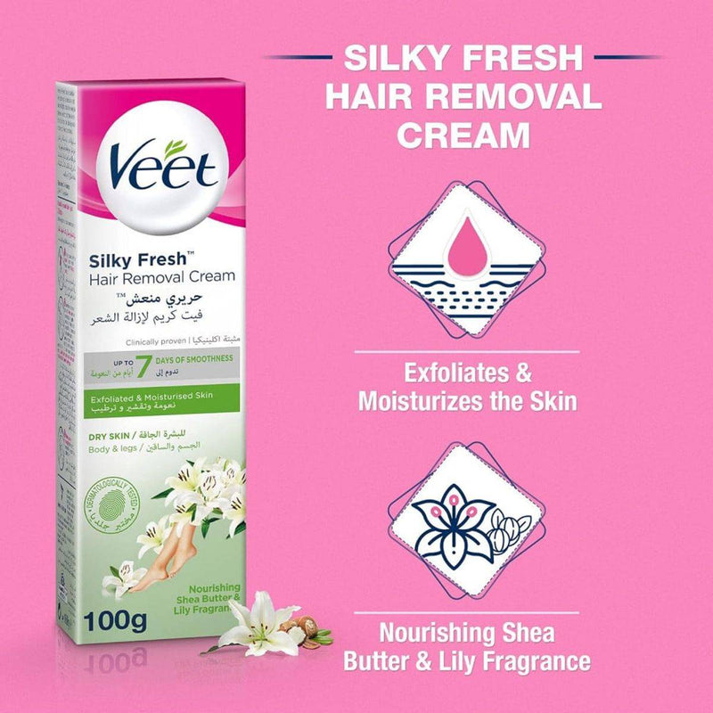 Veet Hair Removal Cream Silky Fresh Legs & Body For Dry Skin 100g