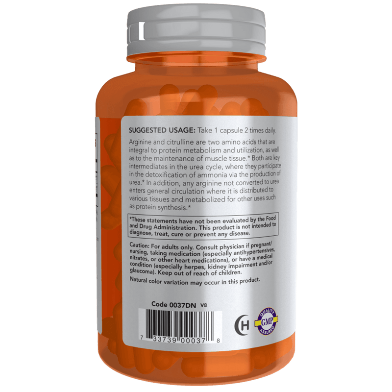 Now Arginine 500mg & Citrulline 250mg 120 VegeCapsules