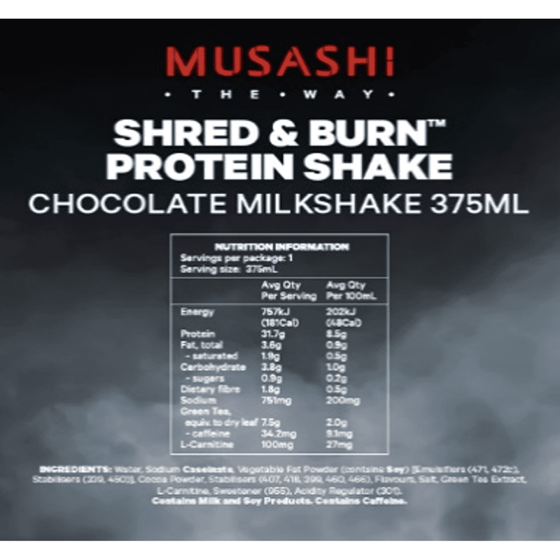 Musashi Shred & Burn Shake Chocolate 375ml