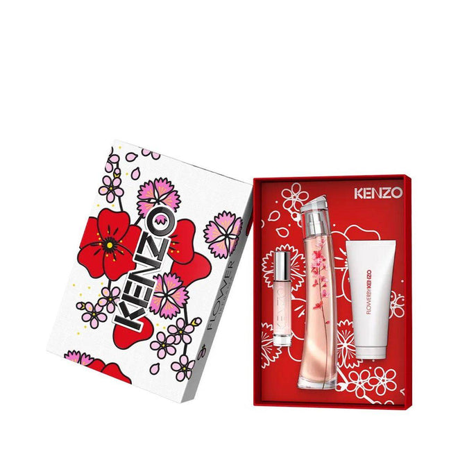 Kenzo Flower Ikebana By Kenzo (W) Set EDP 75ml + EDP 10ml Reusable Travel Spray + Body Milk 75ml