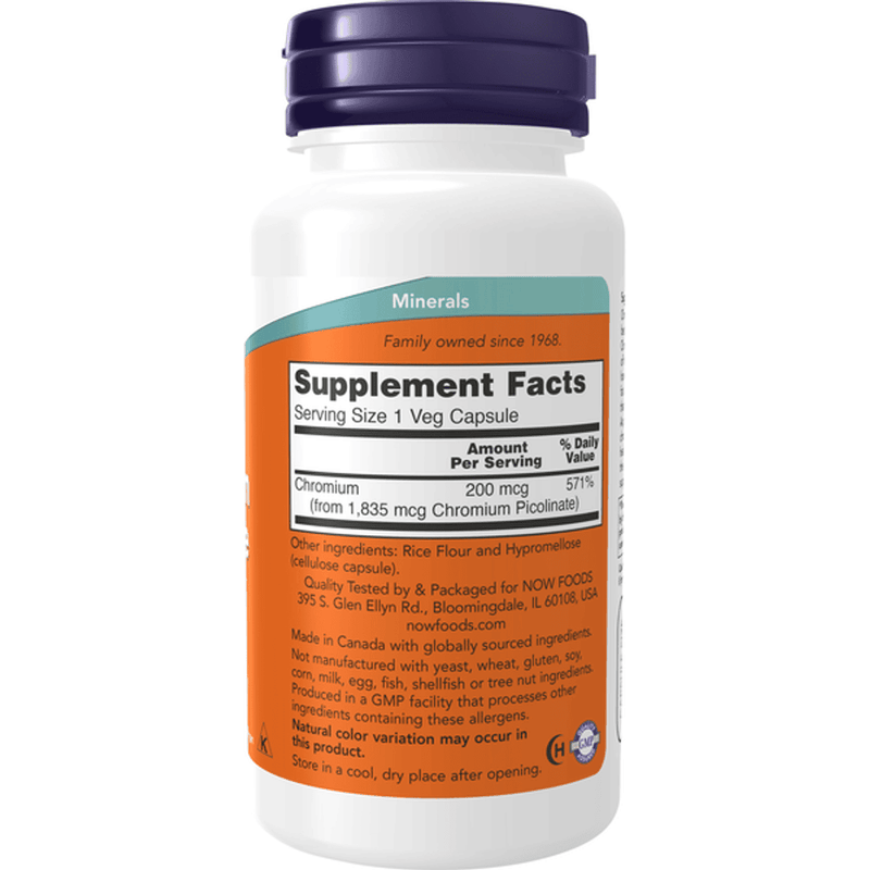 Now Chromium Picolinate 200mcg 100 VegeCapsules