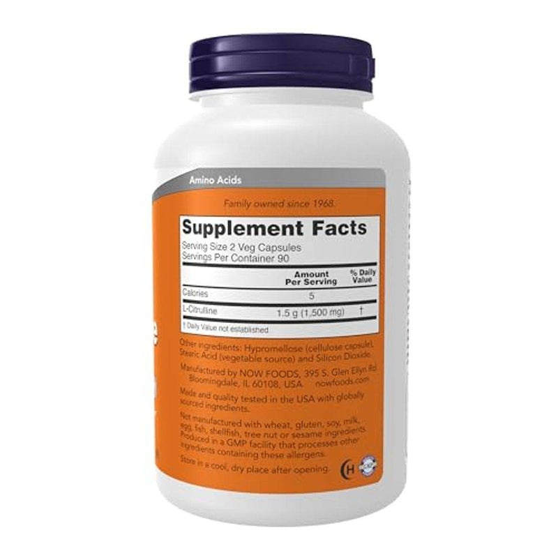Now Citrulline 750mg 180 VegeCapsules