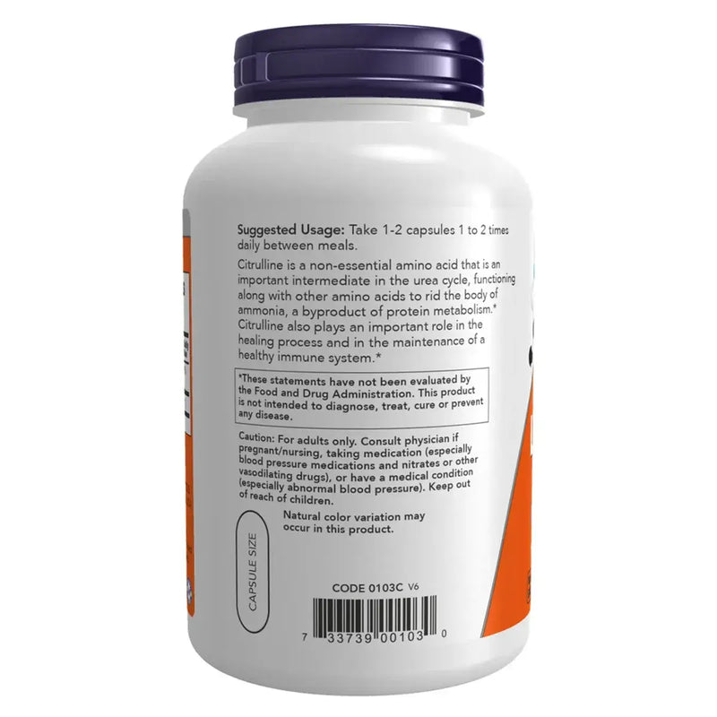 Now Citrulline 750mg 180 VegeCapsules