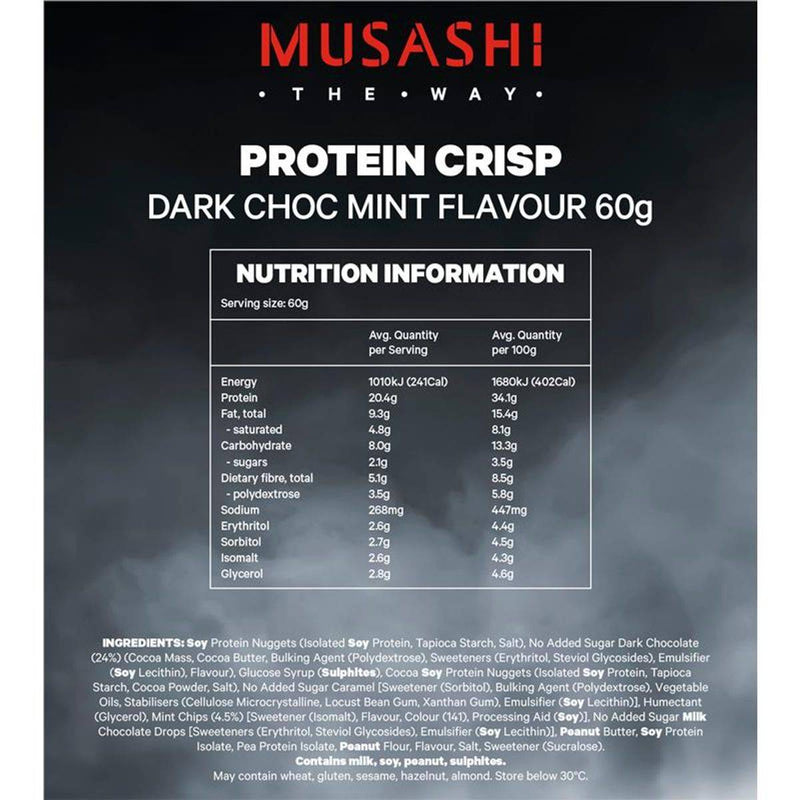 Musashi Protein Crisp Dark Choc Mint 60g