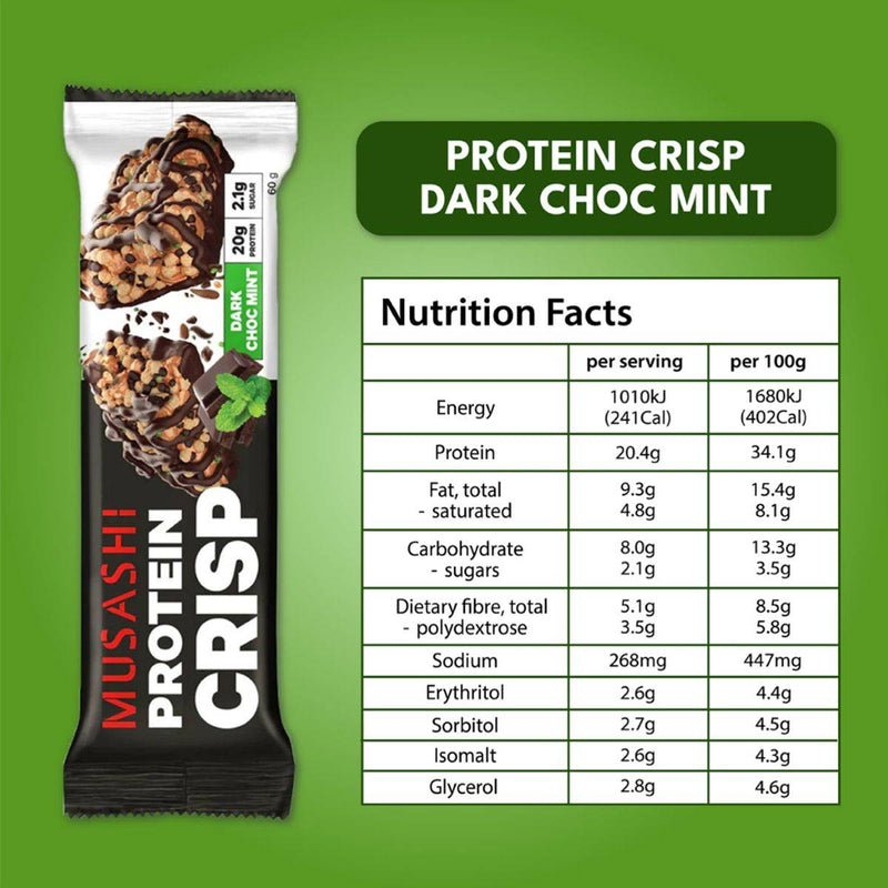 Musashi Protein Crisp Dark Choc Mint 60g