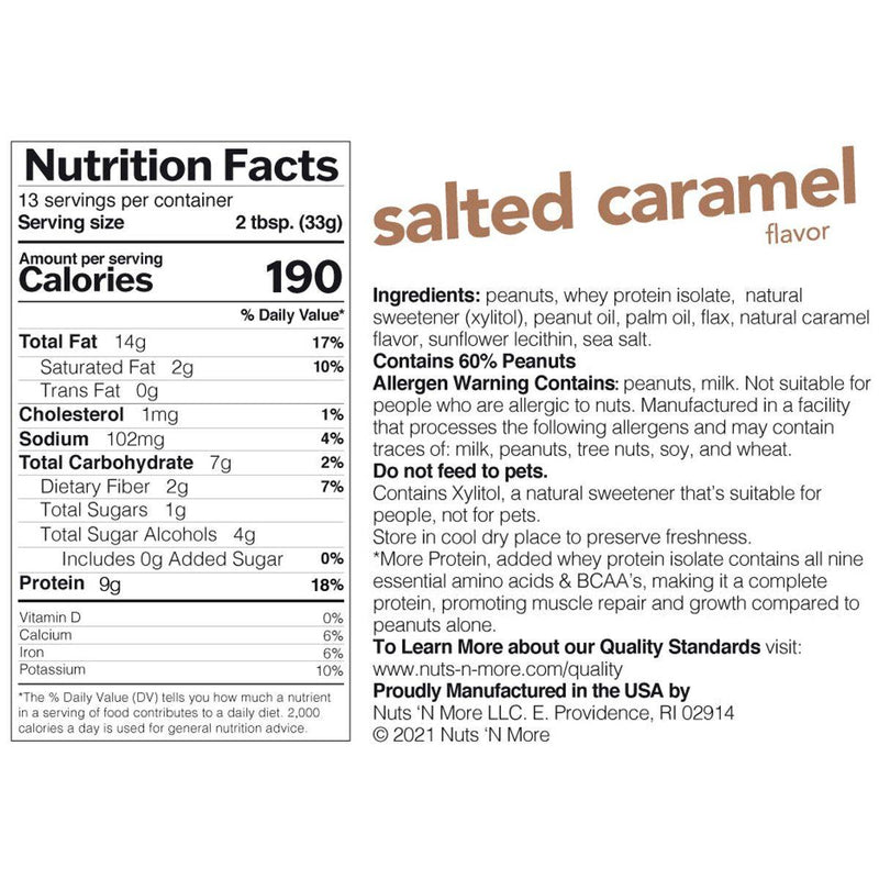 Nuts 'N More Protein Peanut Butter Spread Salted Caramel 429g