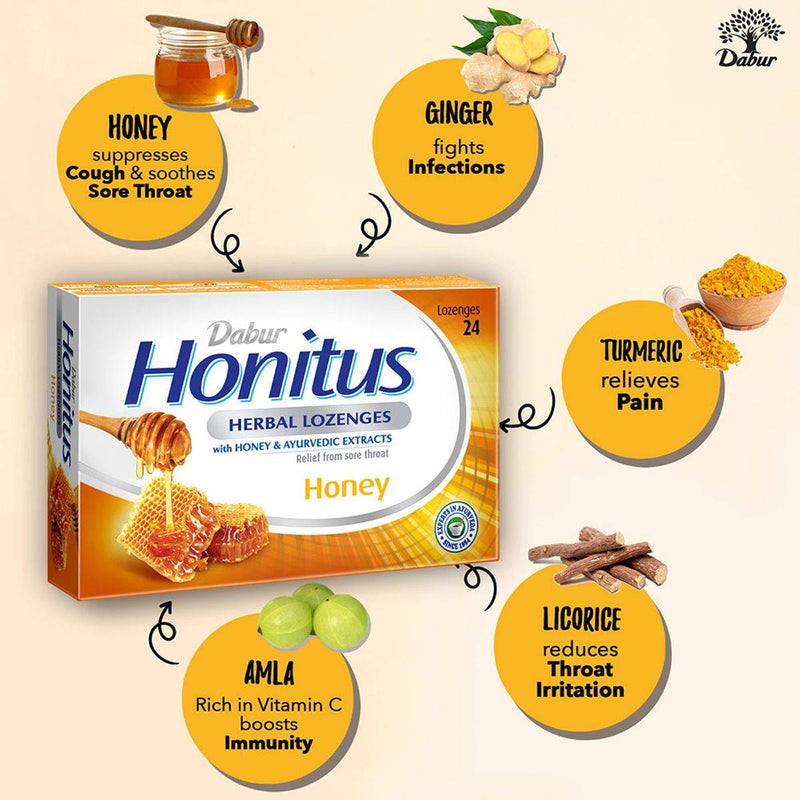 Dabur Honitus Herbal Honey 24 Lozenges
