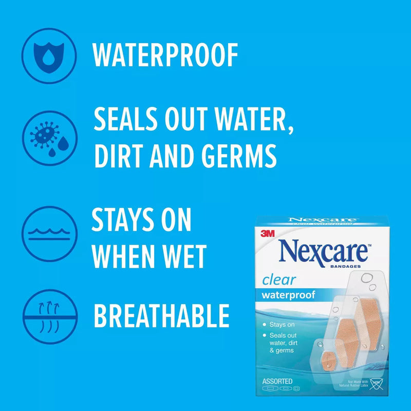 Nexcare Bandages Clear Waterproof Assorted 30 Plasters