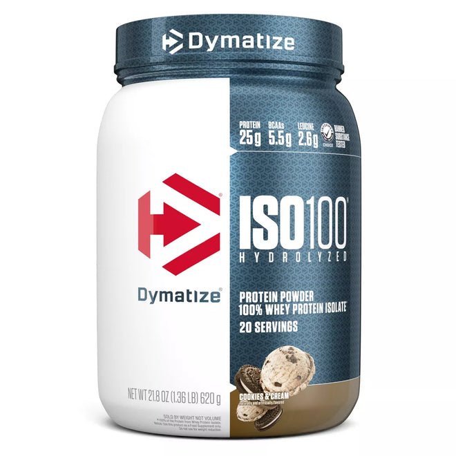 Dymatize ISO 100 Hydrolyzed 100% Whey Protein Powder Cookies & Cream 620g
