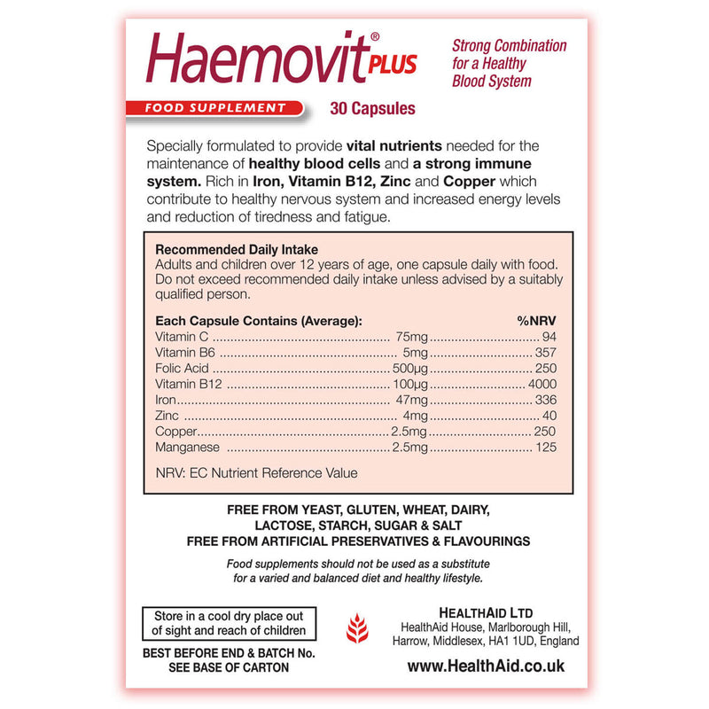 HealthAid Haemovit Plus 30 Capsules