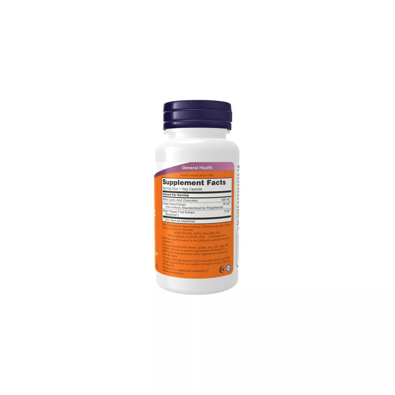 Now Alpha Lipoic Acid 600mg 60 VegeCapsules