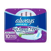 Always Disposable Pads Aloe Cool Maxi Thick 10 Count