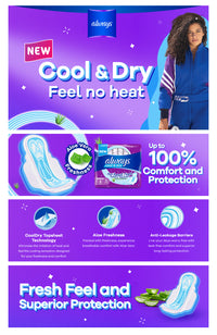 Always Disposable Pads Aloe Cool Maxi Thick 10 Count