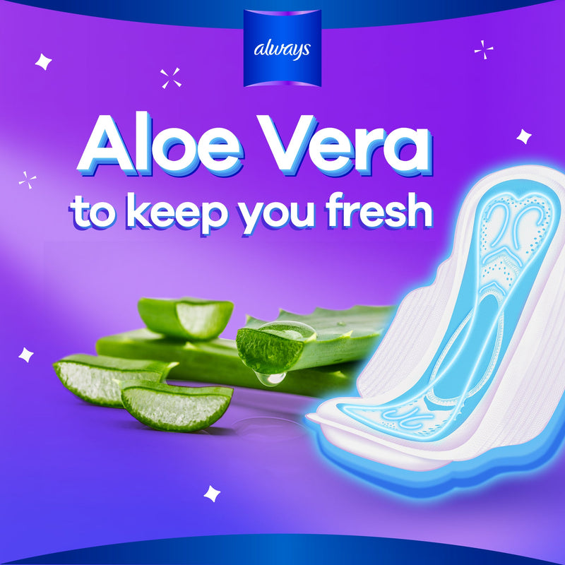 Always Disposable Pads Aloe Cool Maxi Thick 10 Count