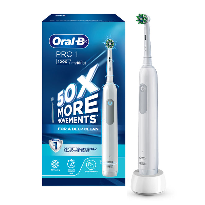 Oral B Electric Toothbrush Rechargeable Pro 1 1000 White