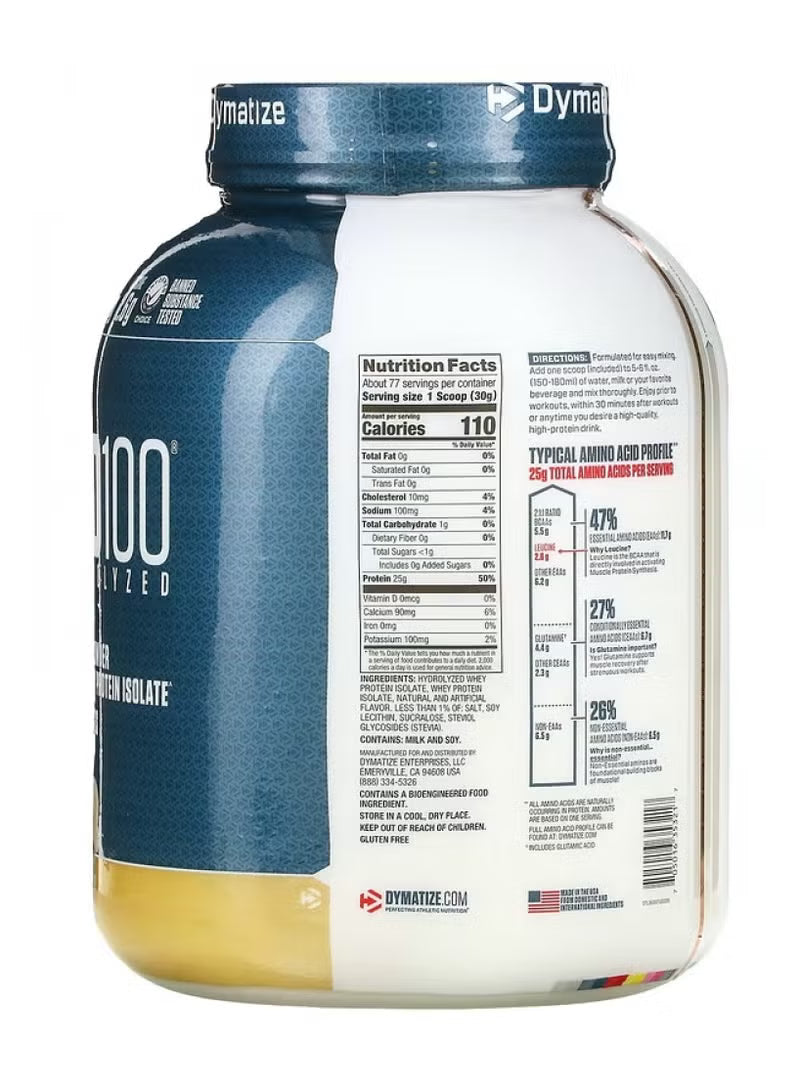 Dymatize ISO 100 Hydrolyzed 100% Whey Protein Powder Gourmet Vanilla 2.3kg