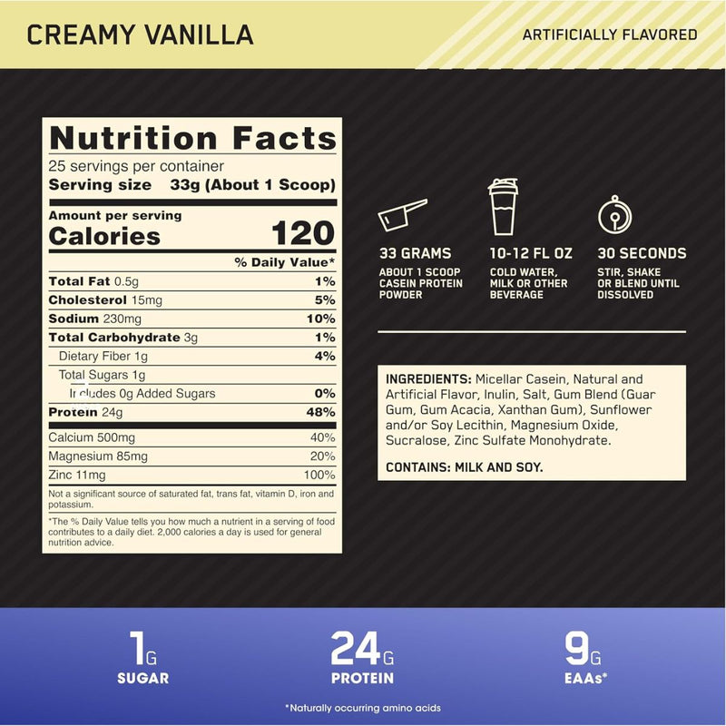 Optimum Nutrition Gold Standard 100% Casein Protein Vanilla 825g