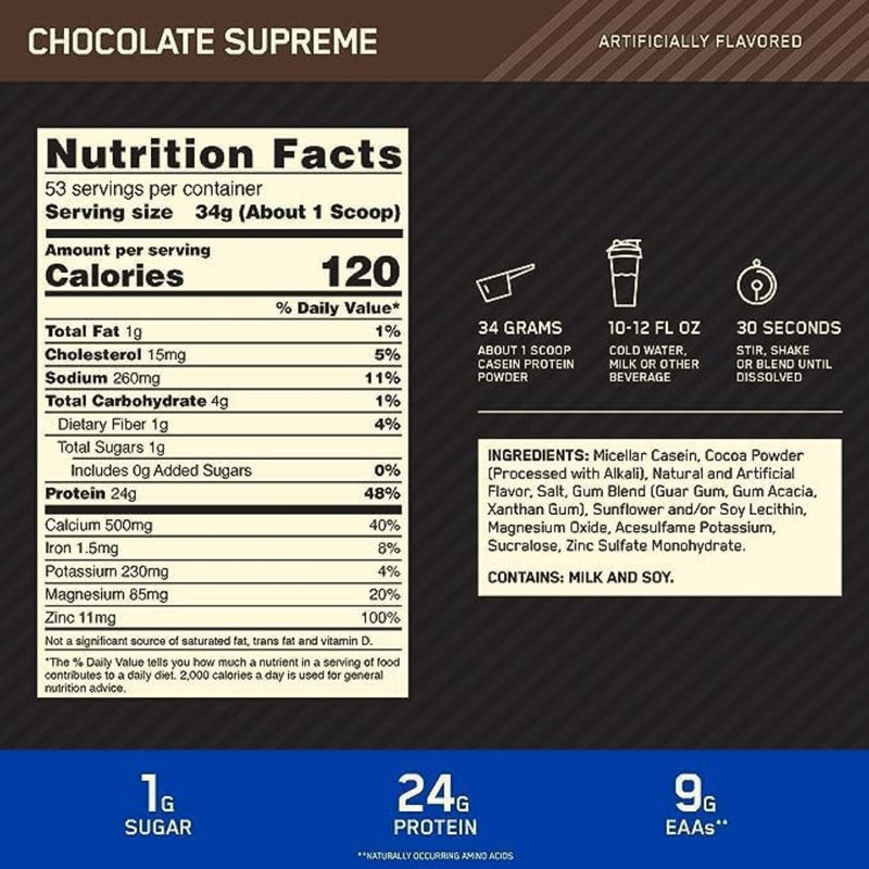 Optimum Nutrition Gold Standard 100% Casein Protein Chocolate 1.8kg