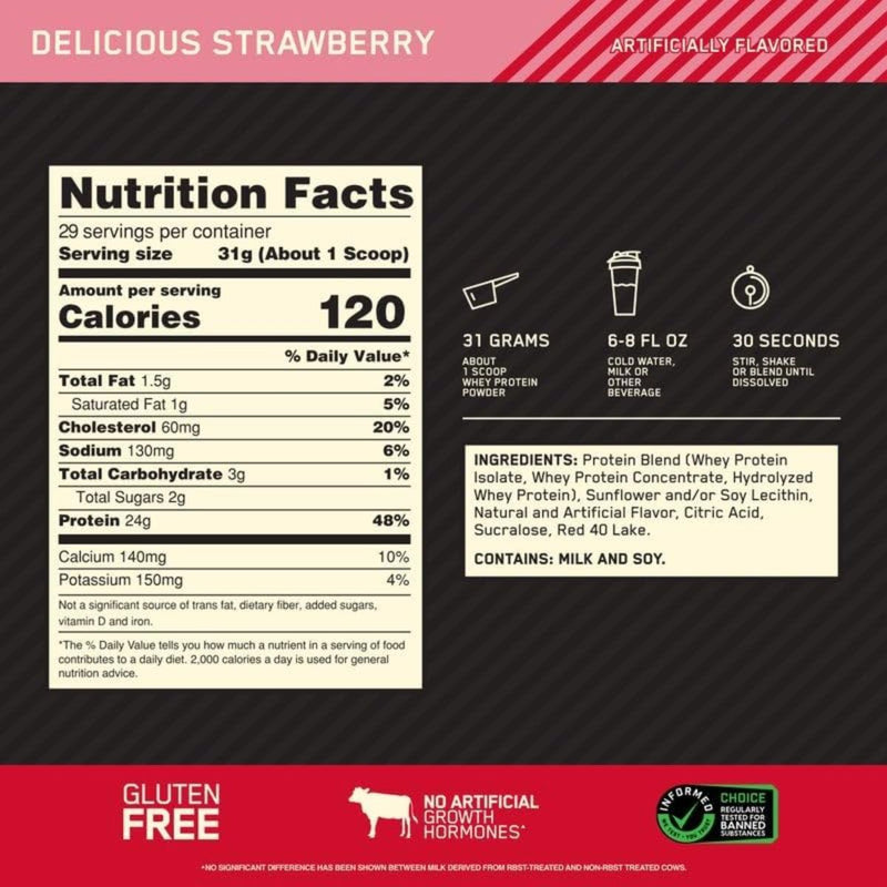 Optimum Nutrition Gold Standard 100% Whey Protein Strawberry 899g