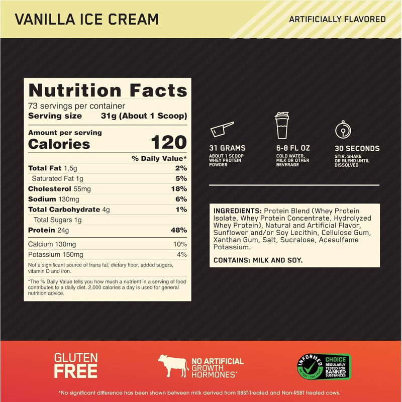 Optimum Nutrition Gold Standard 100% Whey Protein Vanilla Ice Cream 2.27kg